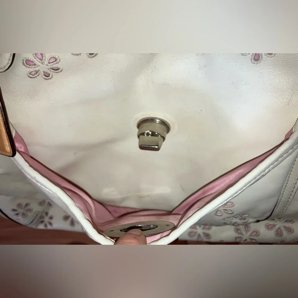 Coach Poppy Eyelet Leather Tote- Ivory - Picture 7 of 8